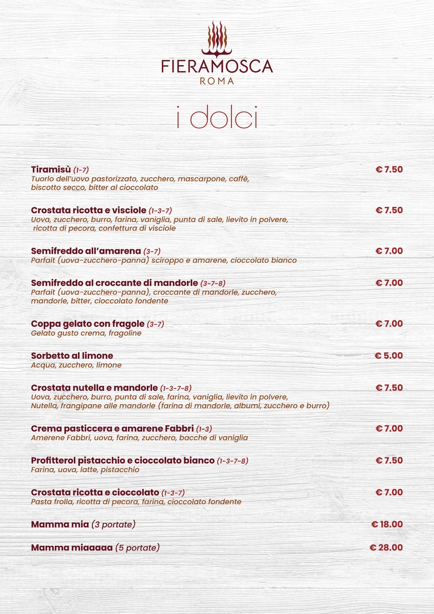 Fieramosca Roma menu 7