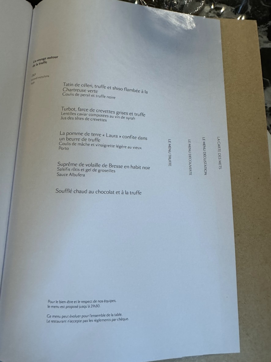 Maison Rostang menu 2