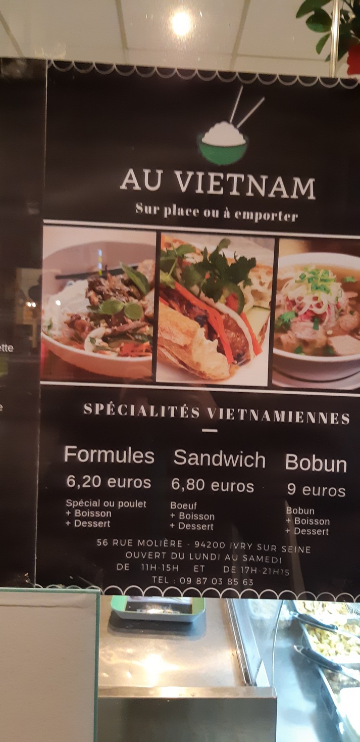 Au Vietnam menu 1
