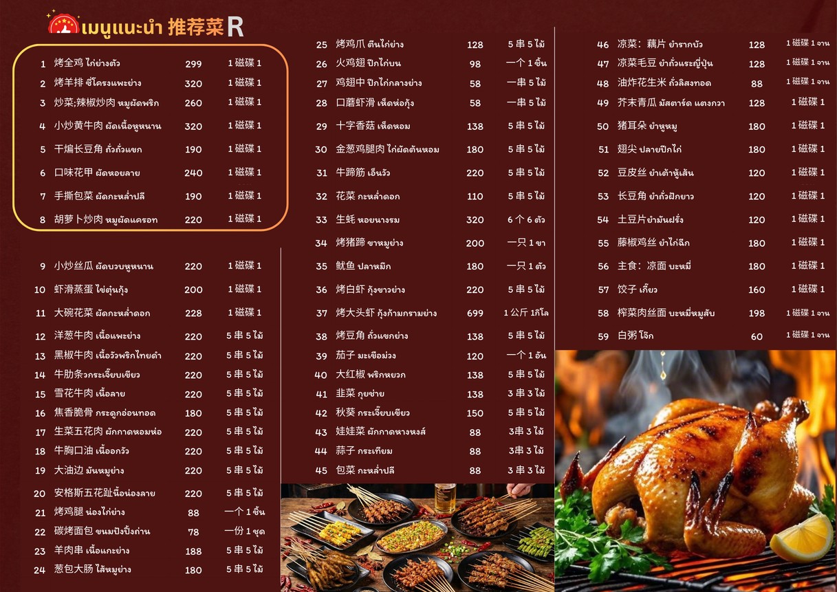 บ่อตกกุ้ง เฮง เฮง เหม่งจ๋าย Heng Heng Shrimp Fishing menu 1