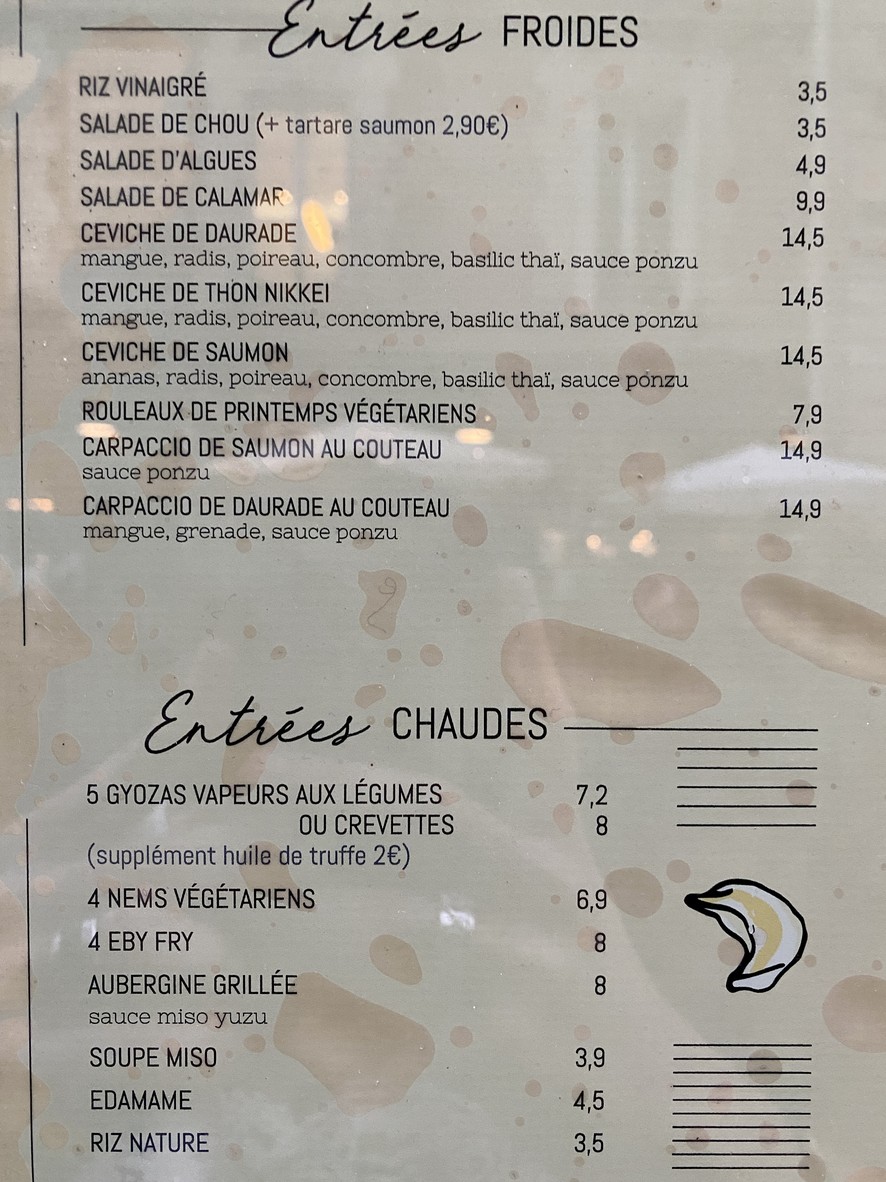 Ponzu Paris 16 menu 1