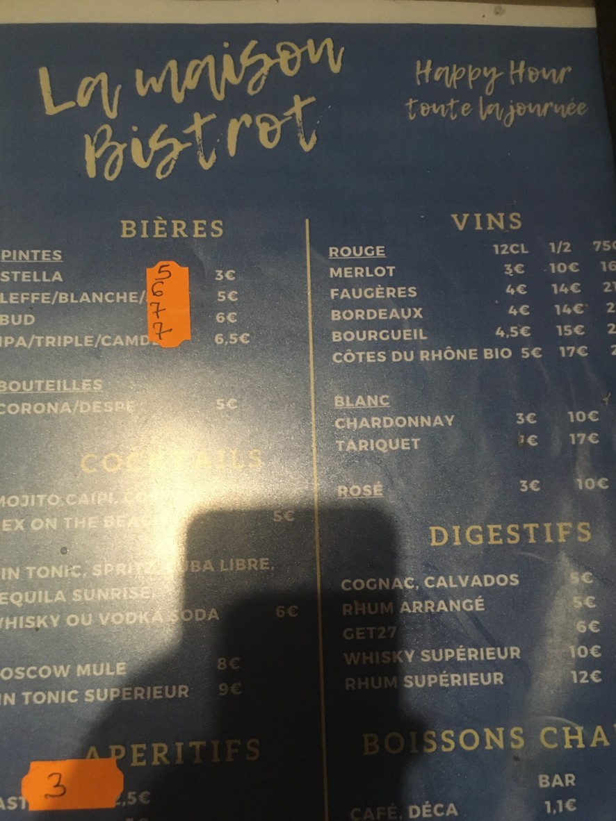 La Maison Bistrot menu 2