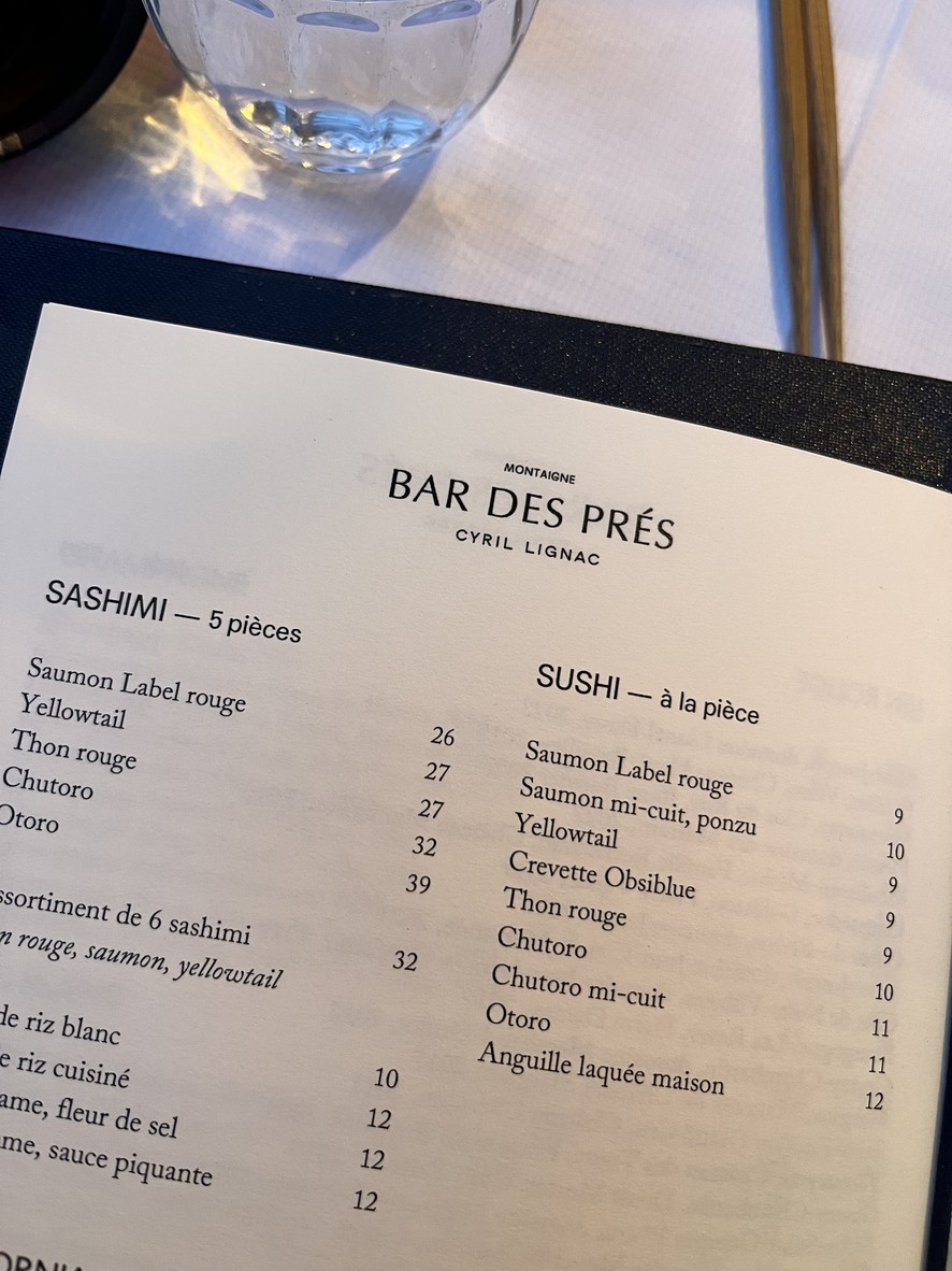 Bar des Prés menu 1