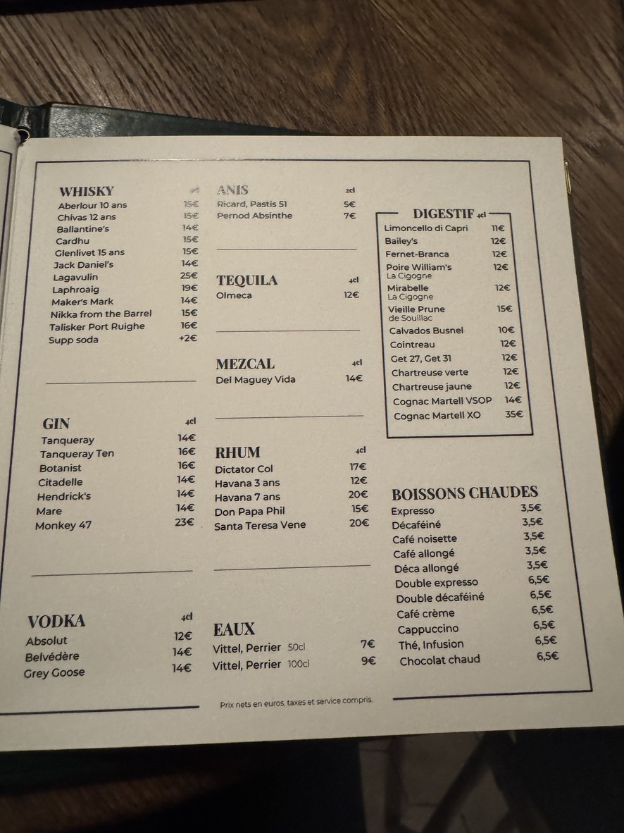 Brasserie Pastis menu 5