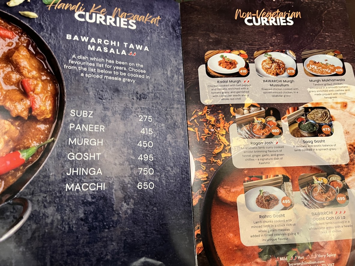 Bawarchi Indian Restaurant: Grand President Hotel menu 3