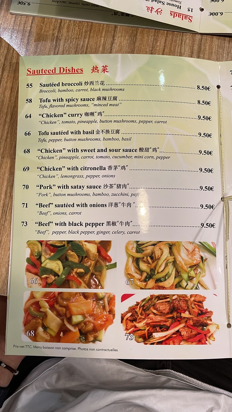Végé'Saveurs menu 2