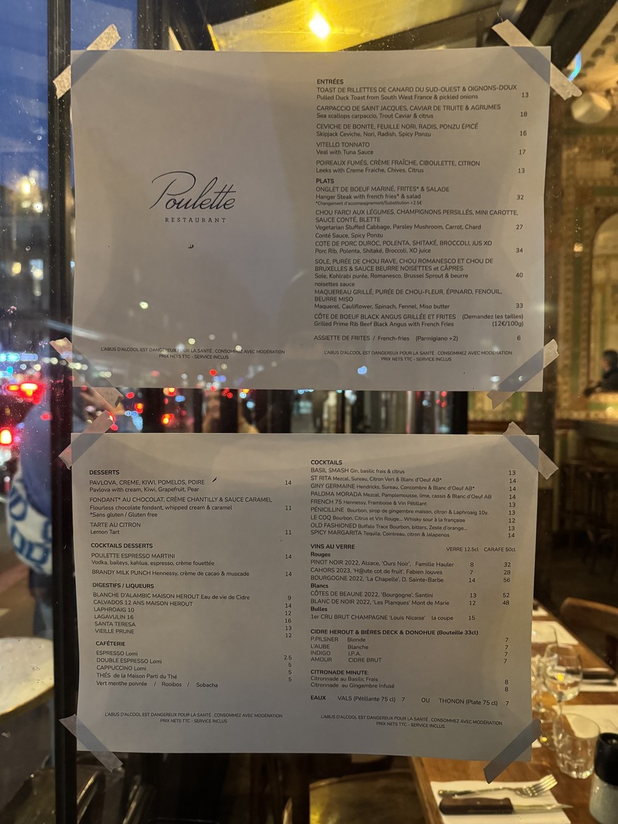 Poulette menu 1