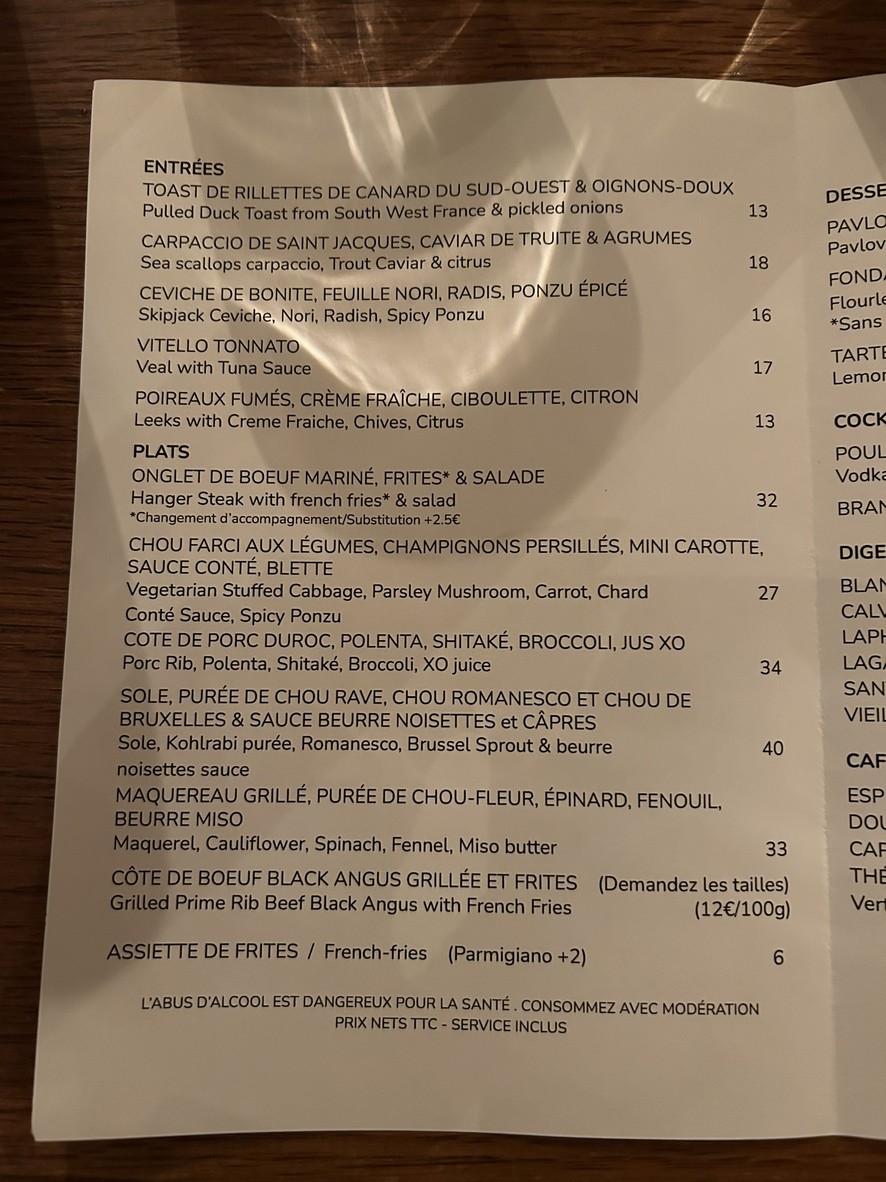 Poulette menu 2