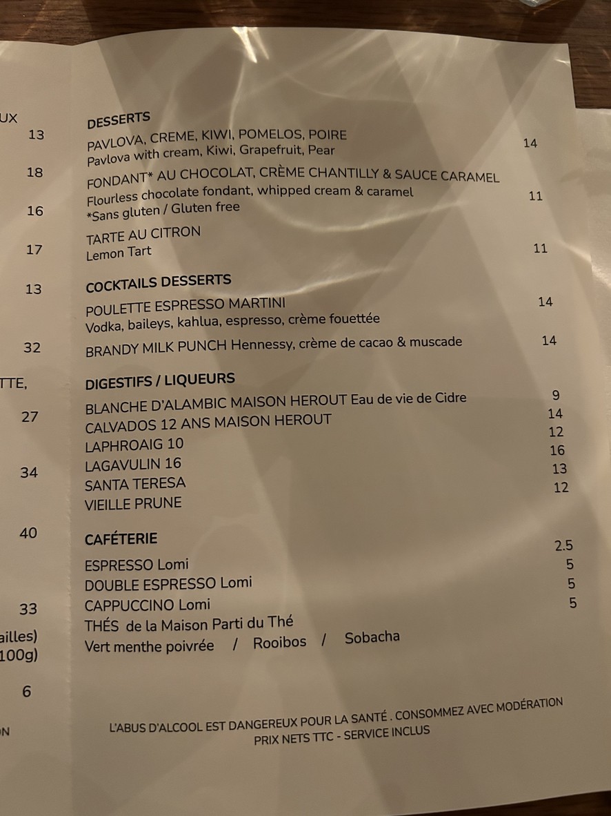 Poulette menu 3