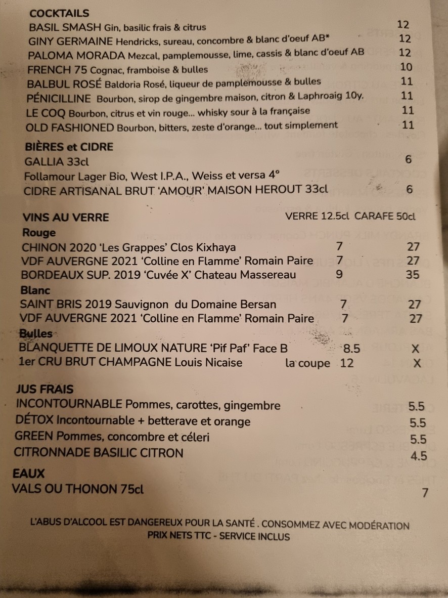 Poulette menu 4