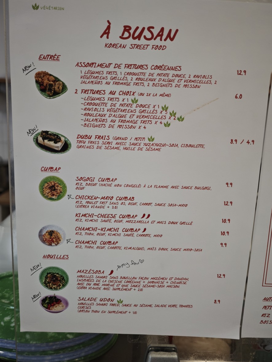 À Busan menu 2