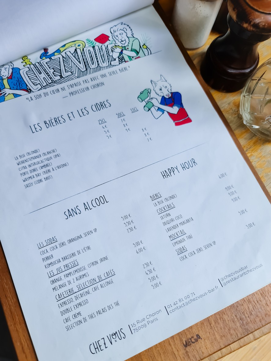Chez Vous menu 2