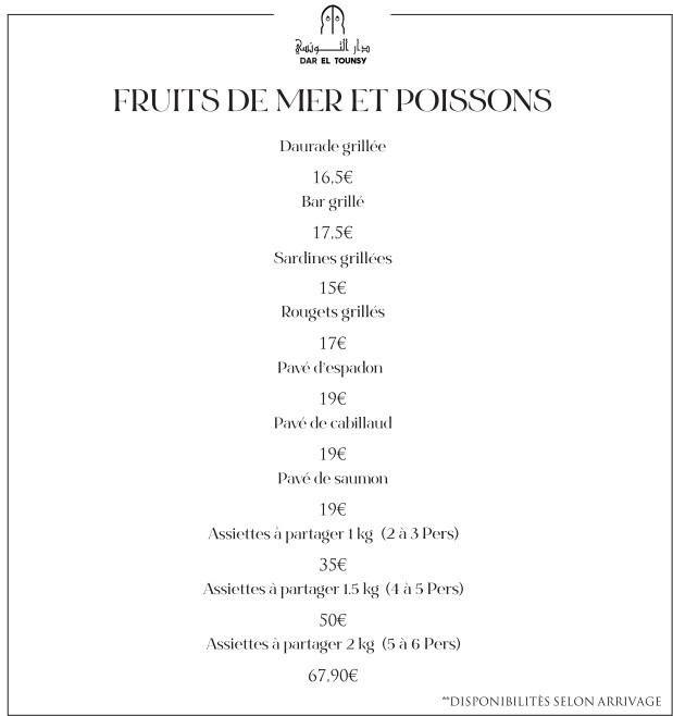Dar el Tounsy - restaurant tunisien et brunch menu 7