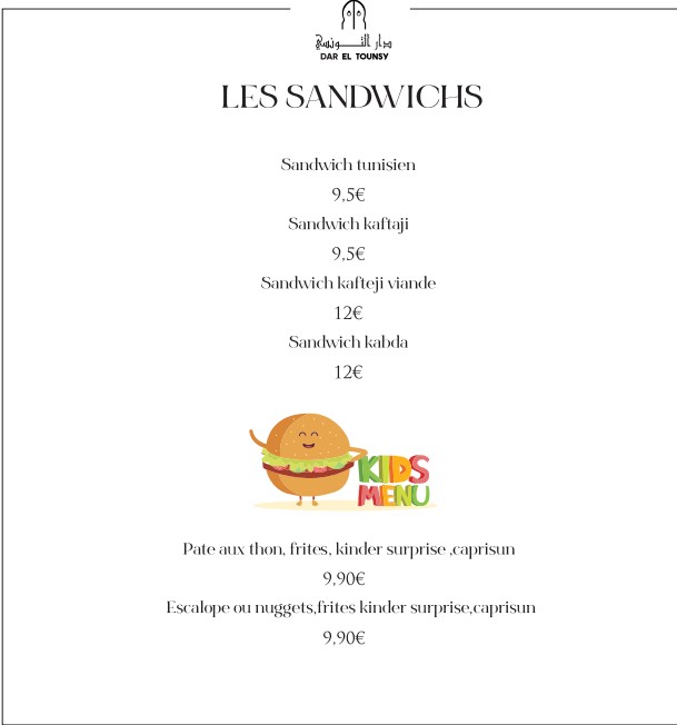 Dar el Tounsy - restaurant tunisien et brunch menu 8
