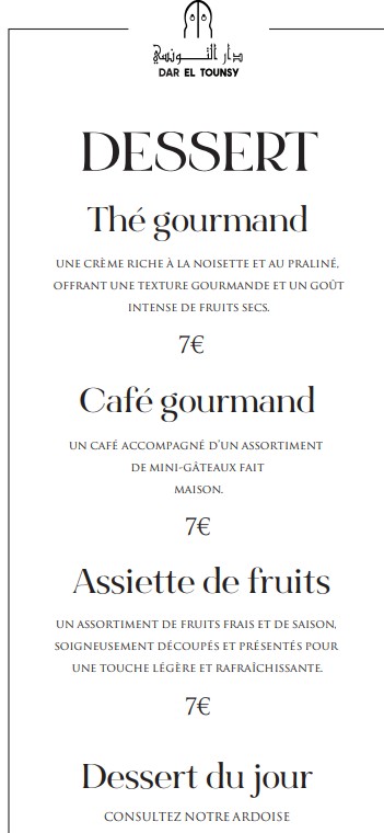 Dar el Tounsy - restaurant tunisien et brunch menu 9