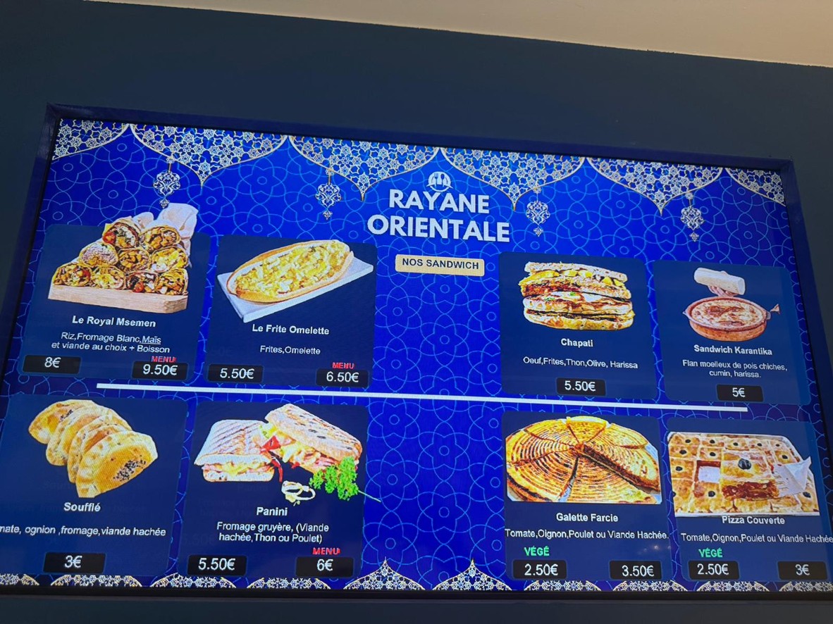 Rayane Orientale : Restauration Traditionnel menu 2