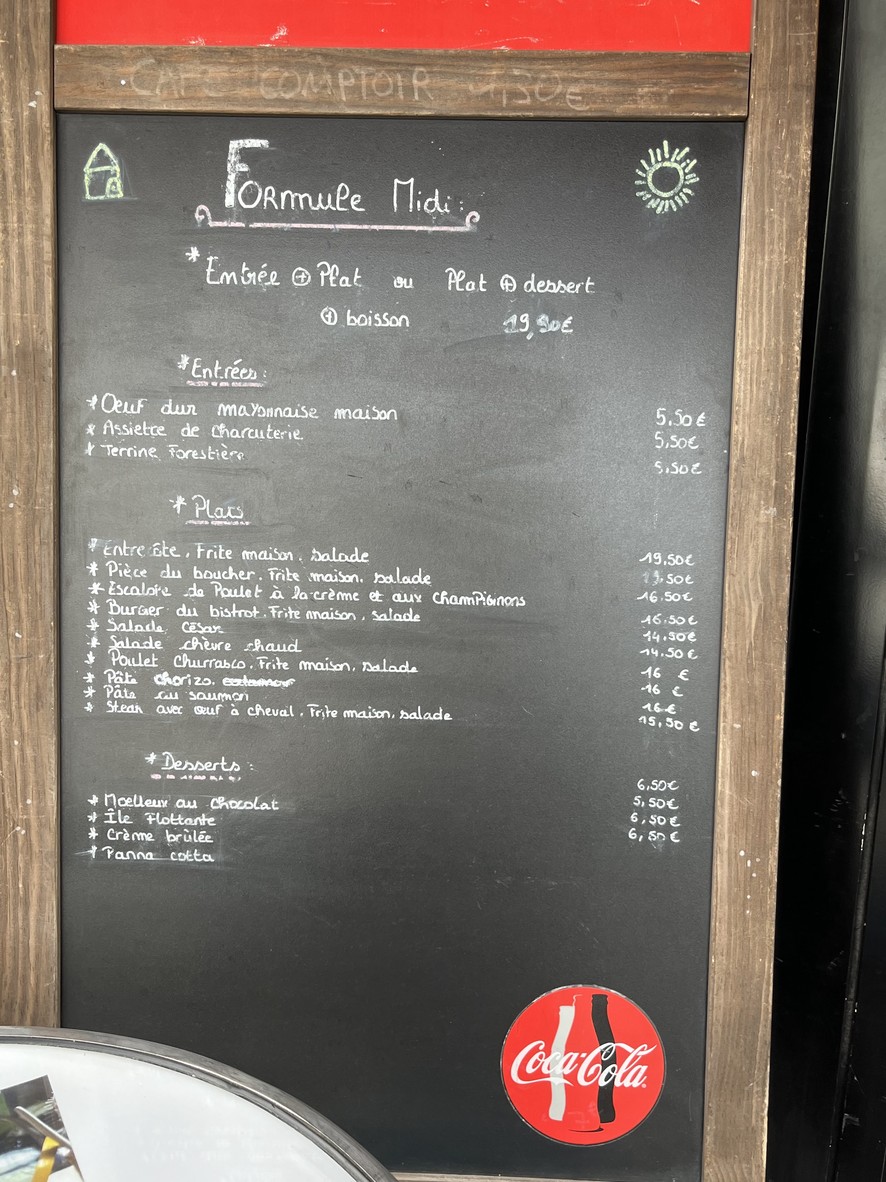Bistrot Le Saint Cloud menu 1