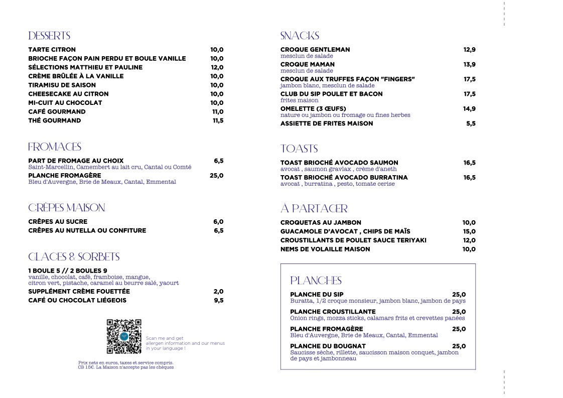 SIP BABYLONE menu 2