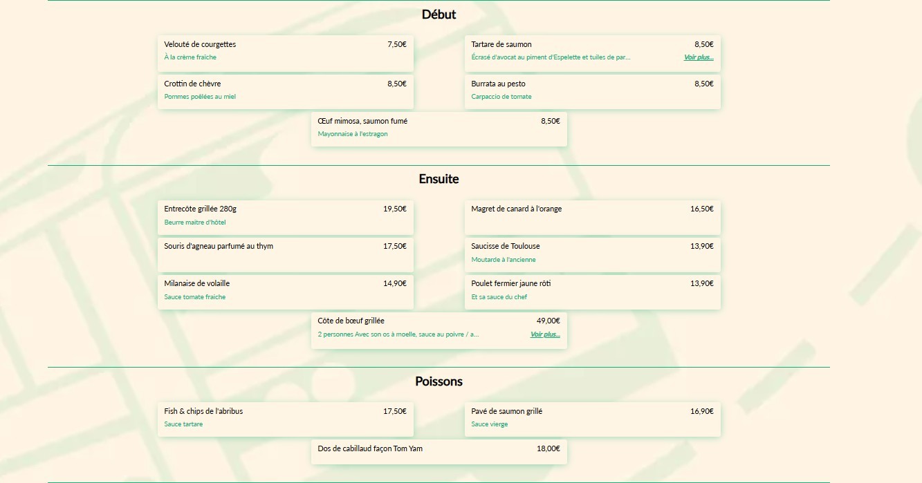 L'Abribus. menu 1