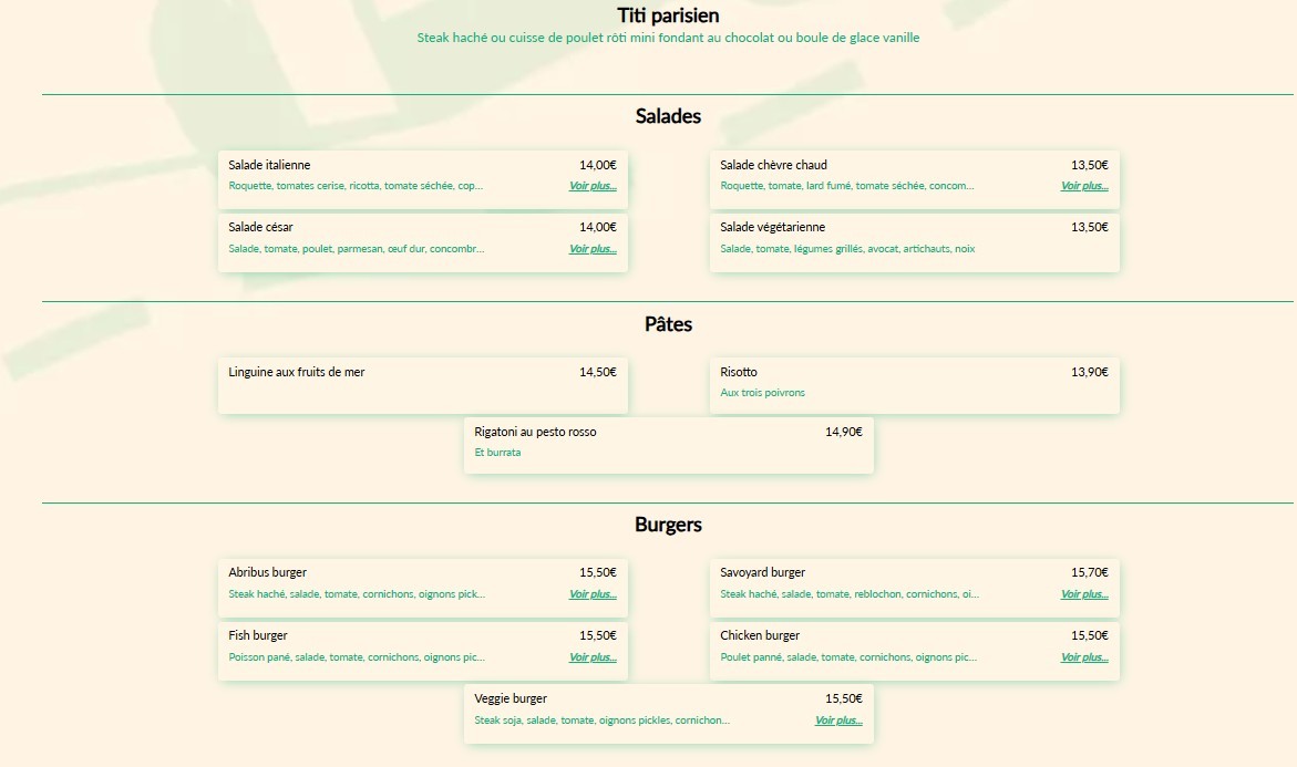 L'Abribus. menu 2
