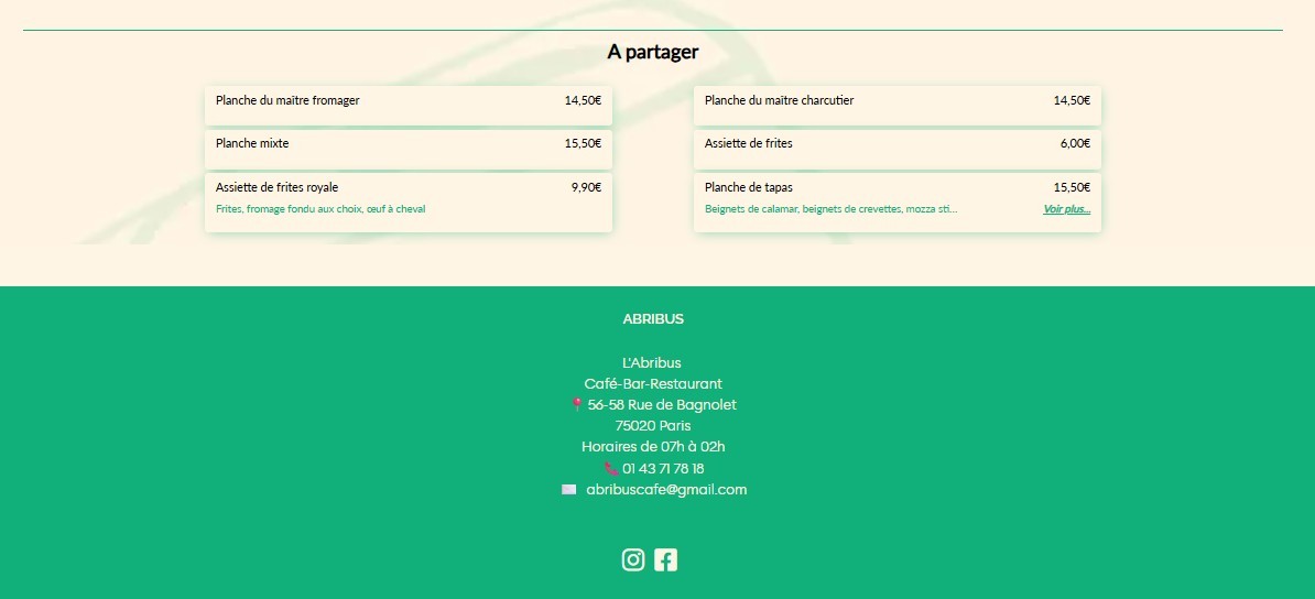 L'Abribus. menu 3