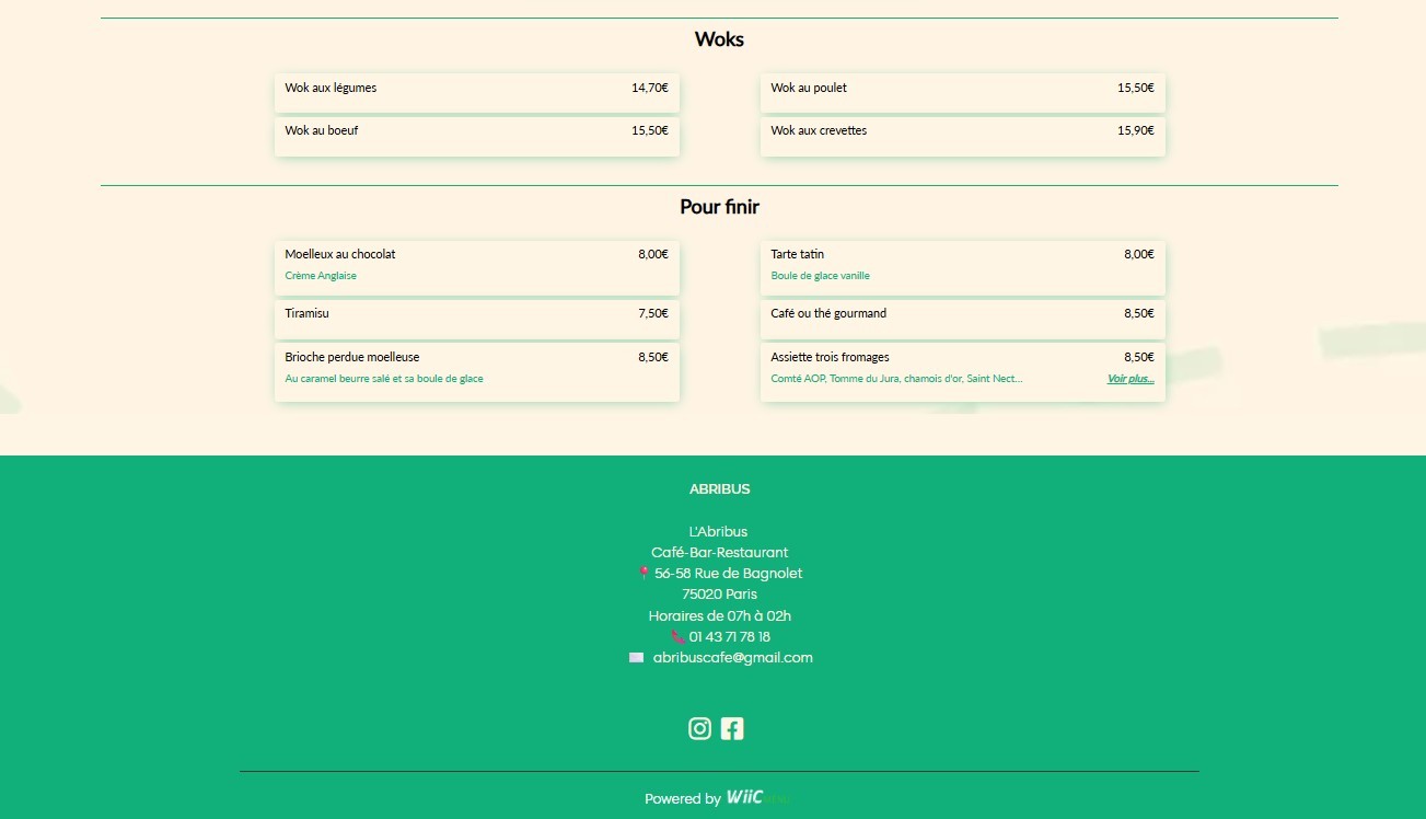 L'Abribus. menu 4
