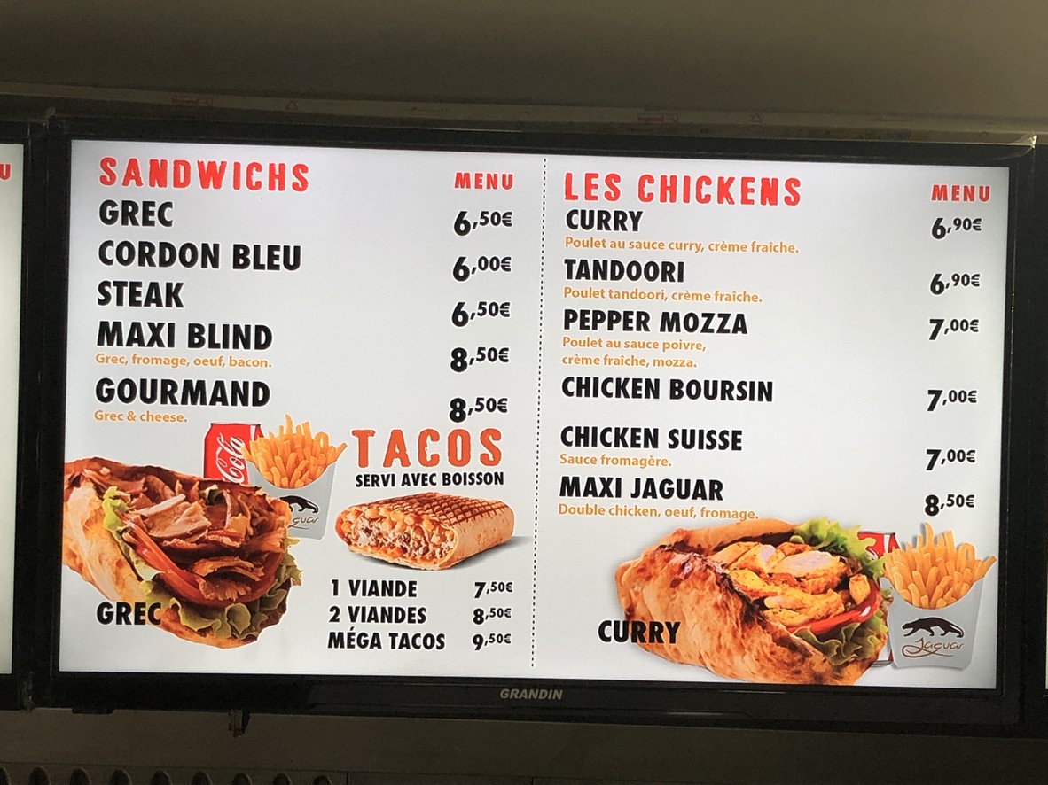 Le Jaguar menu 1