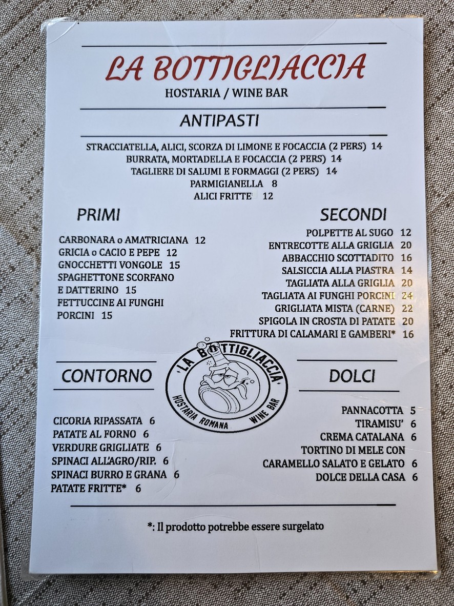 Ristorante Vineria La Bottigliaccia menu 1