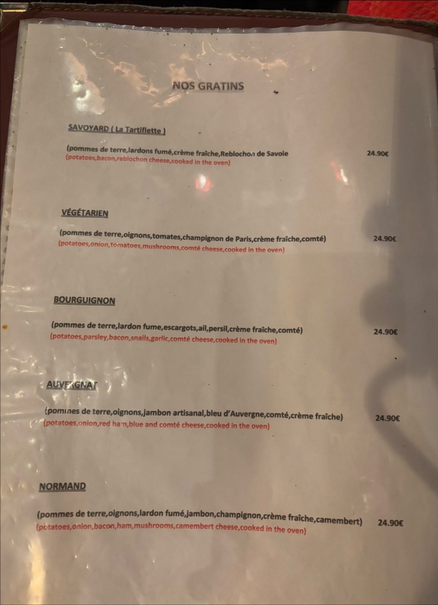 Saveurs de Savoie menu 2