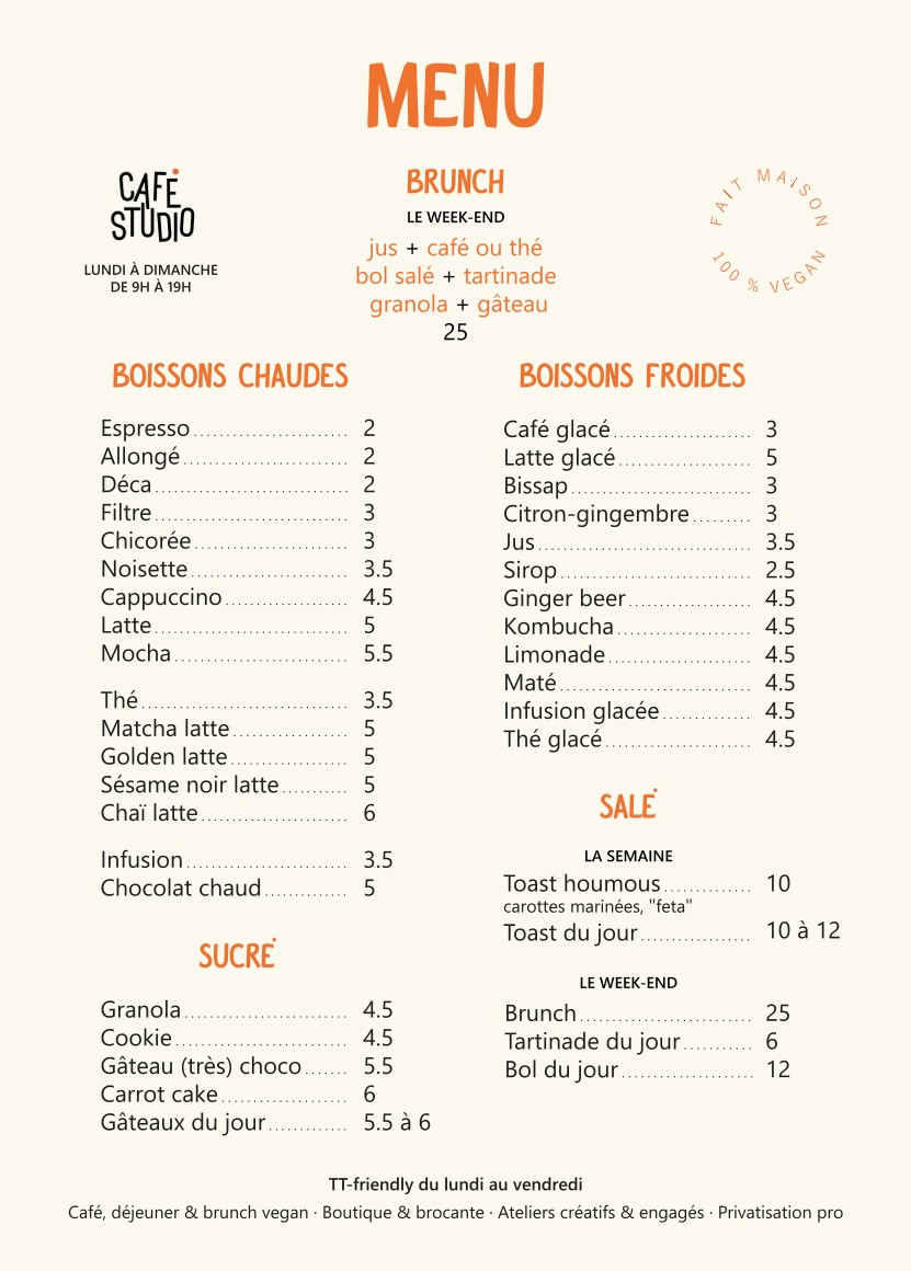 Café Studio menu 1