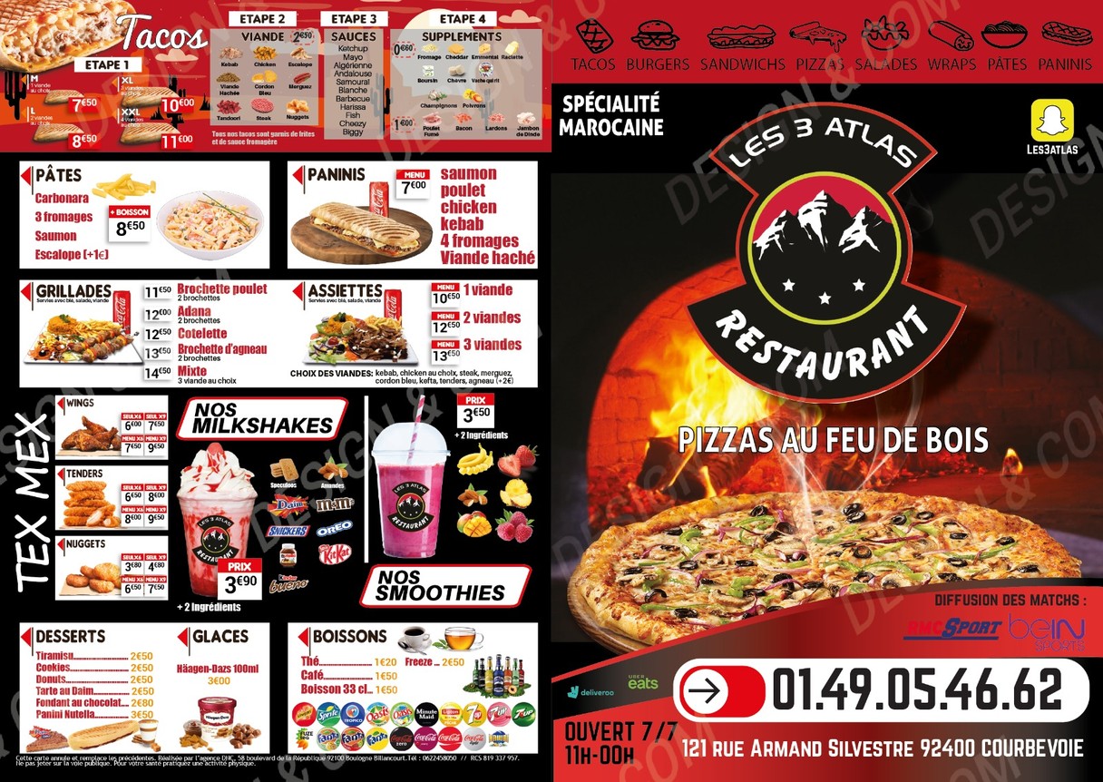 Restaurant Les 3 Atlas menu 1