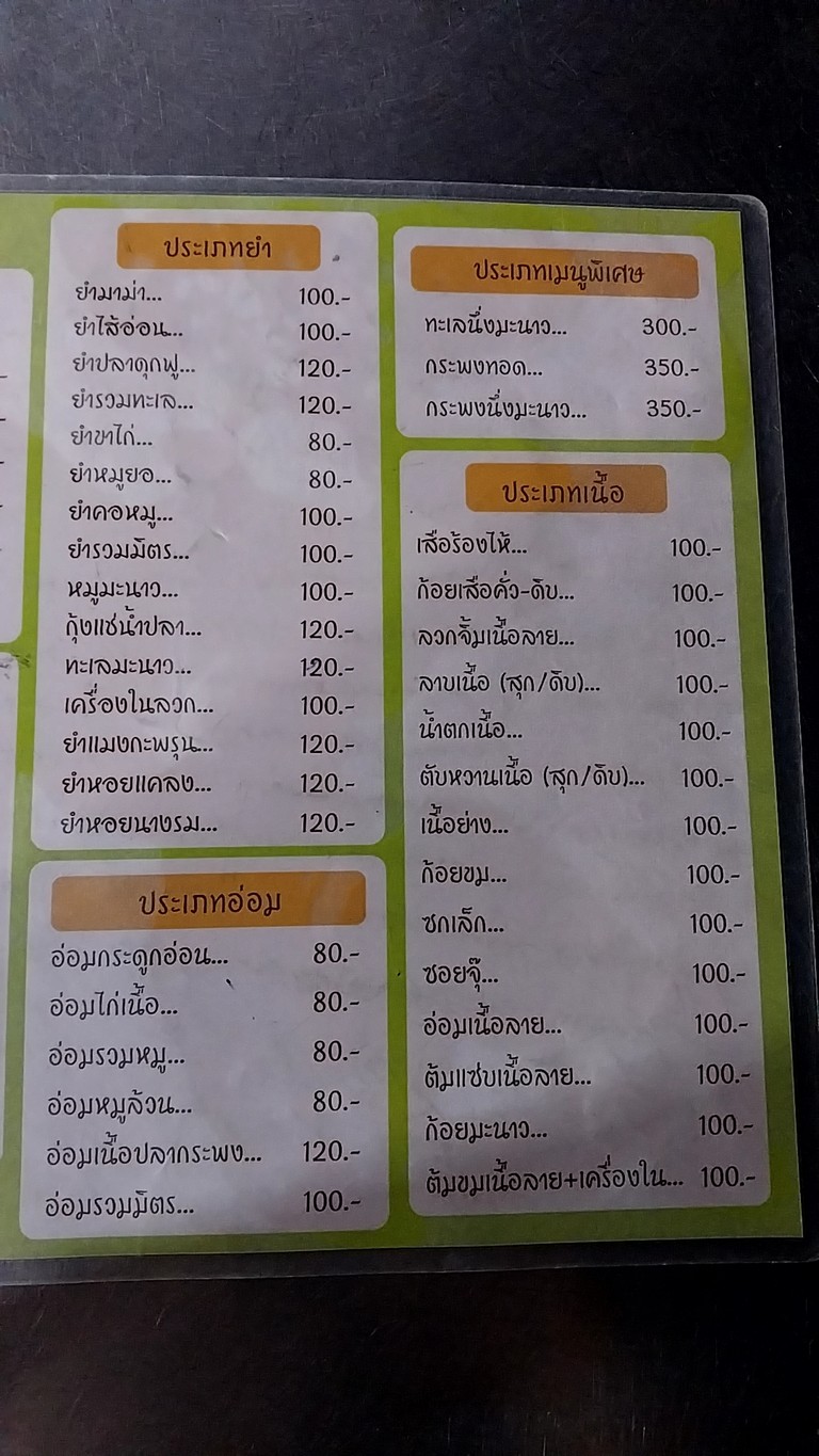 Raan E-Saan Lan Per-sen menu 2