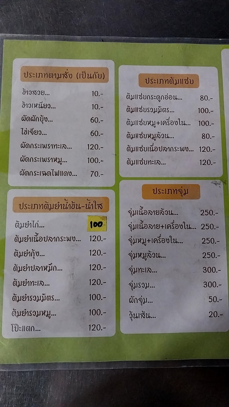 Raan E-Saan Lan Per-sen menu 3