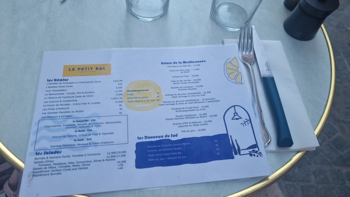 Le Petit Bal menu 1