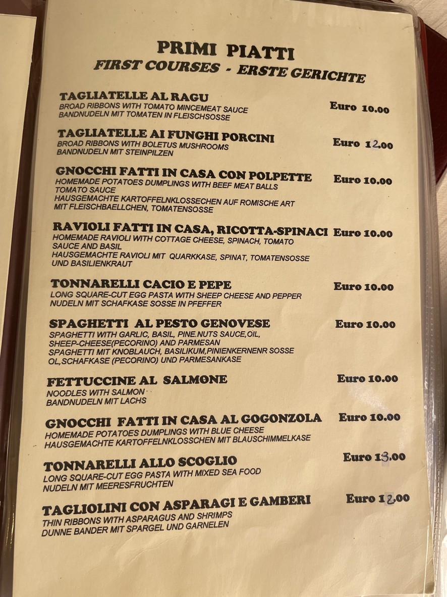 La Lampada menu 2