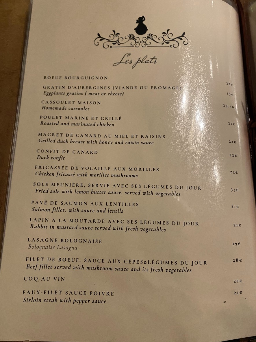 Aux Anysetiers du Roy menu 1
