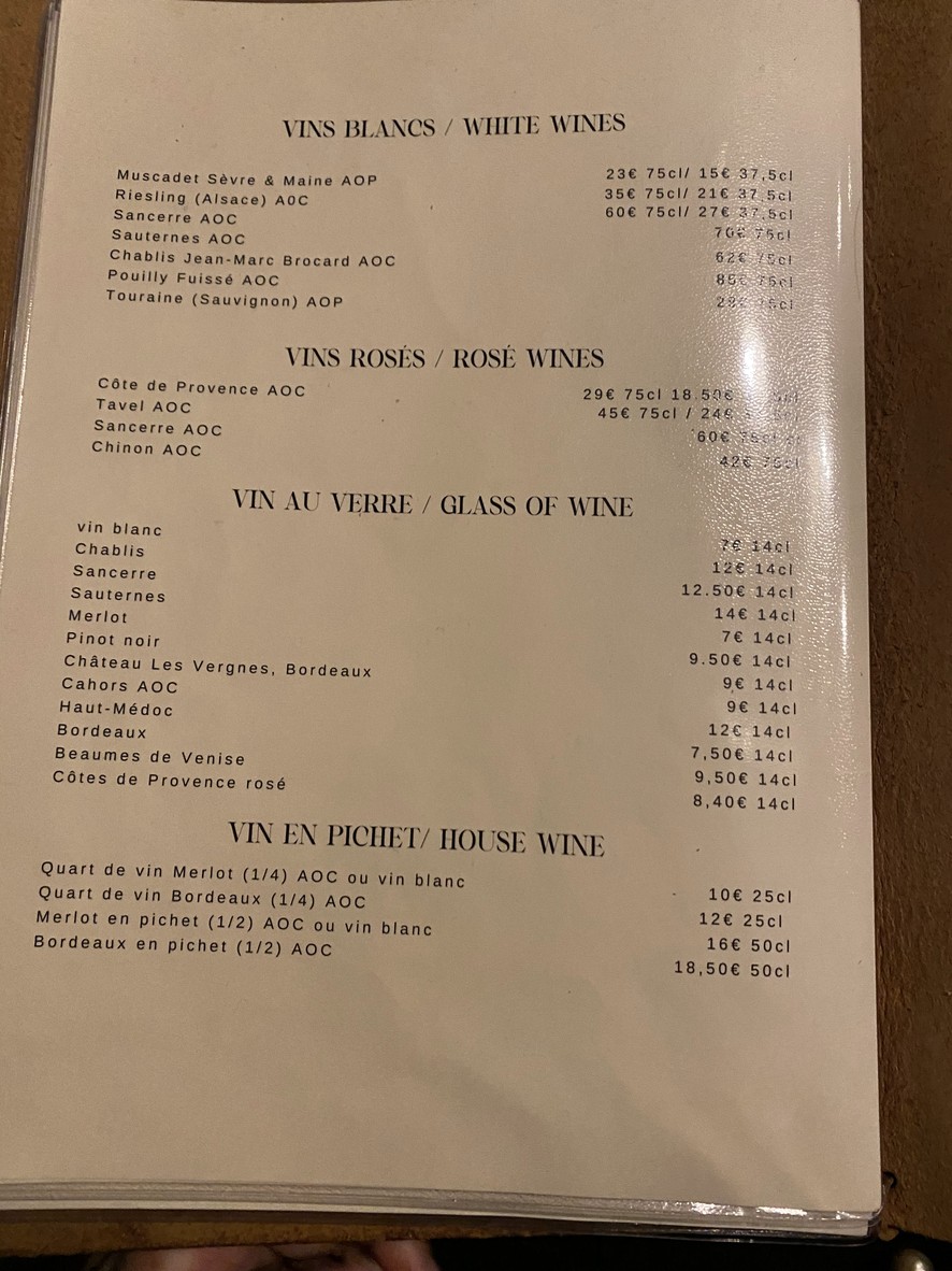 Aux Anysetiers du Roy menu 3