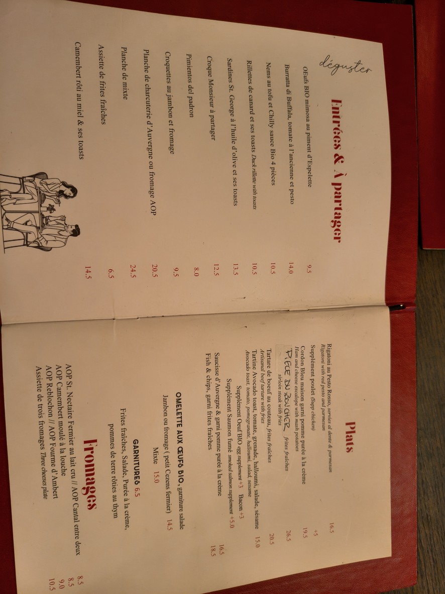 Bar du Marché menu 1