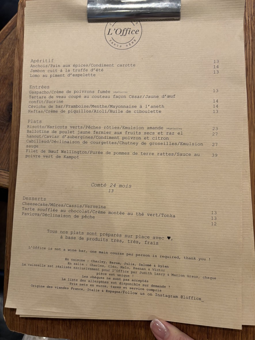 L'Office menu 1
