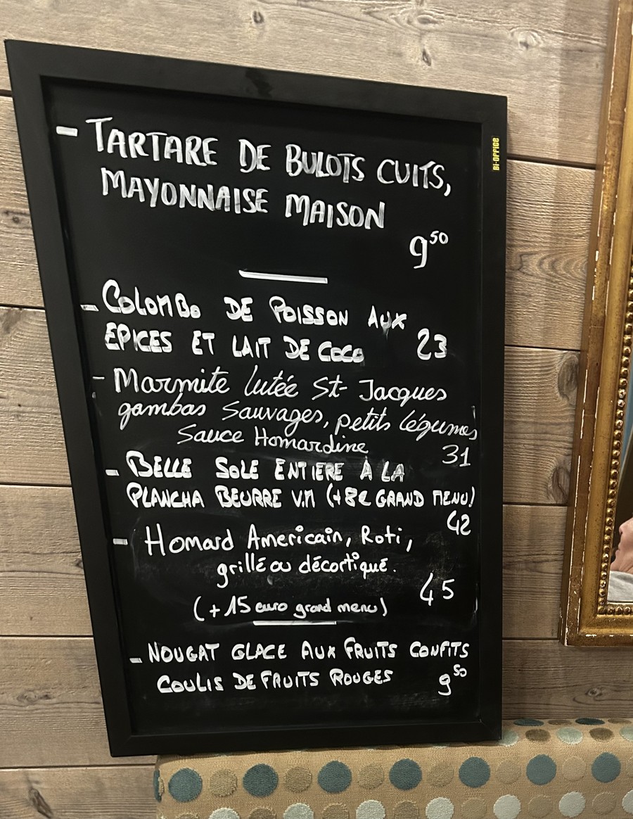 Vin & Marée Murat Exelmans menu 2