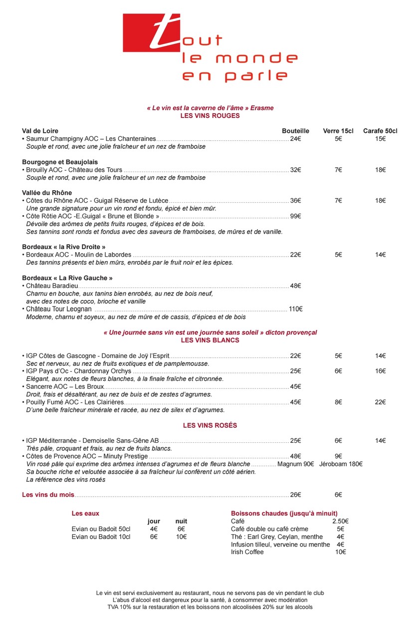 Tout Le Monde En Parle restaurant montparnasse club soiree nouvel ans paris menu 2