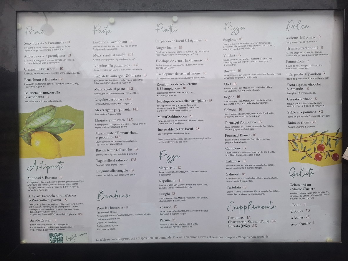 In Casa menu 1