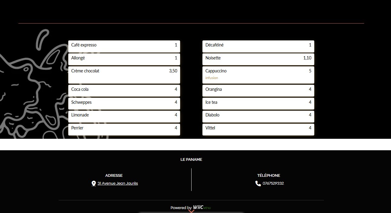 Le Paname menu 3