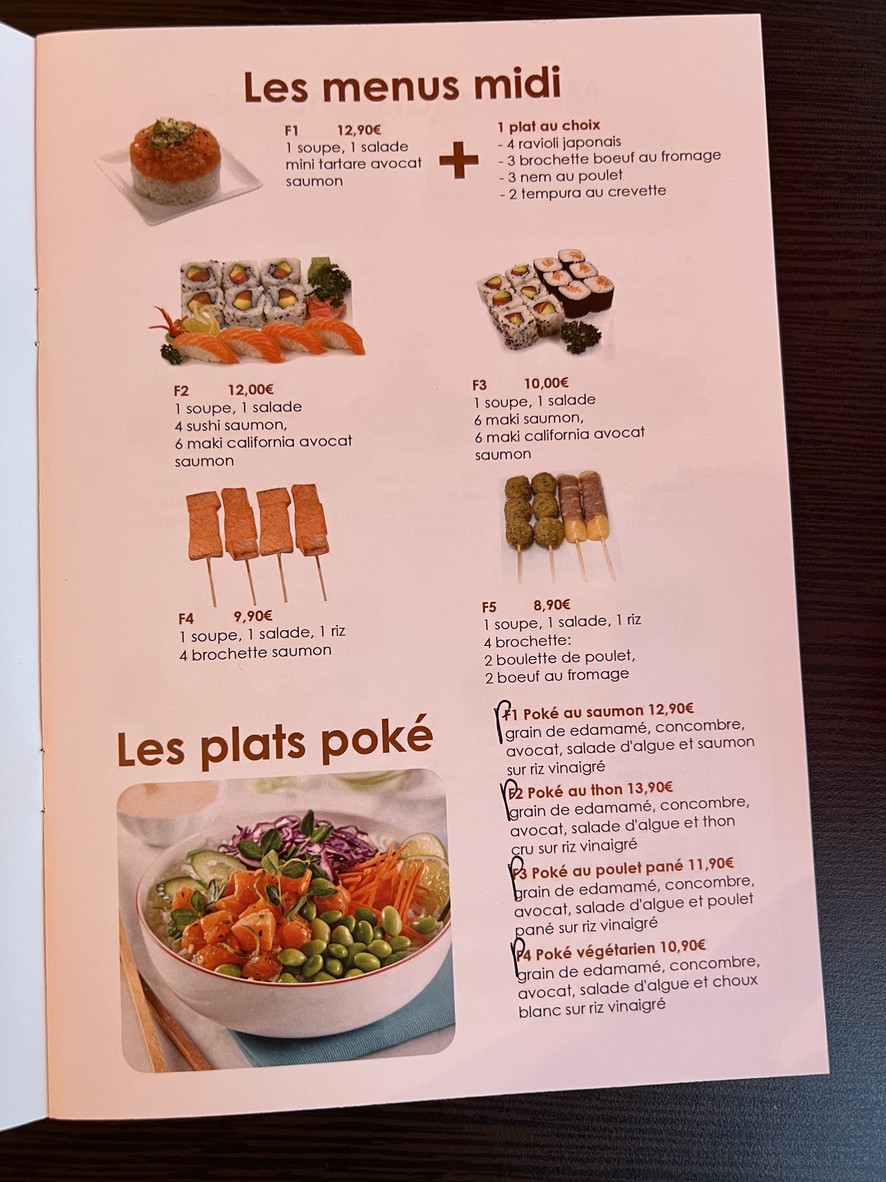 Dream Sushi Scheffer menu 1