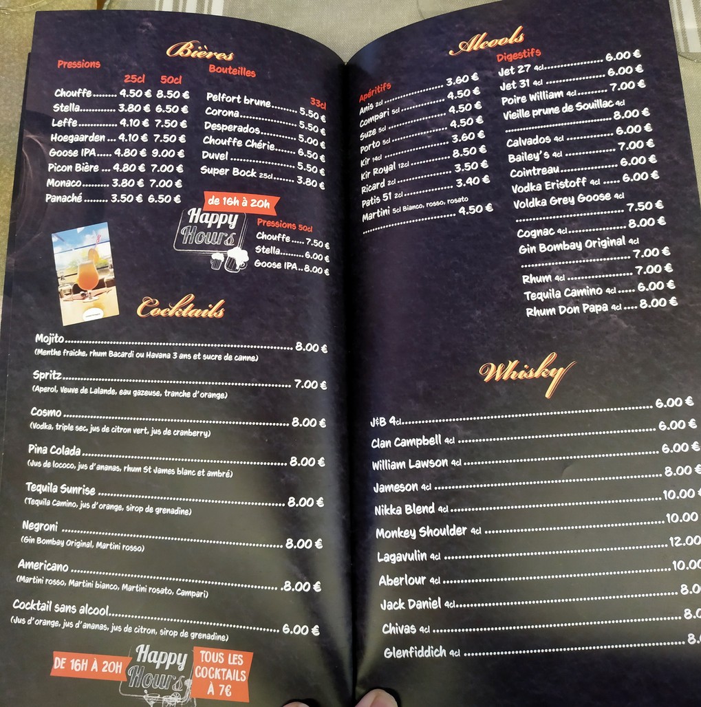 Le Pentagone menu 2