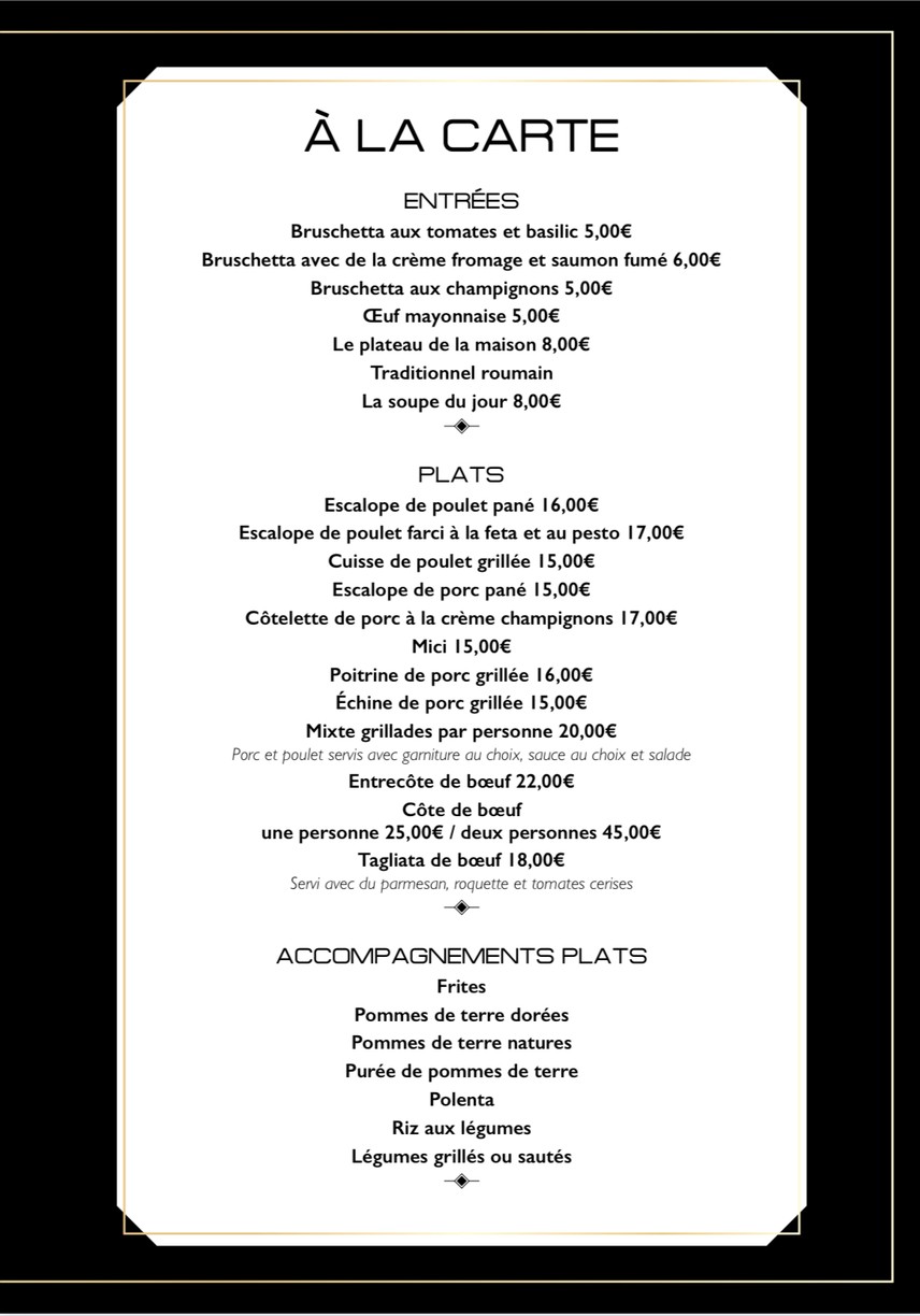 Les Deux Copines menu 1