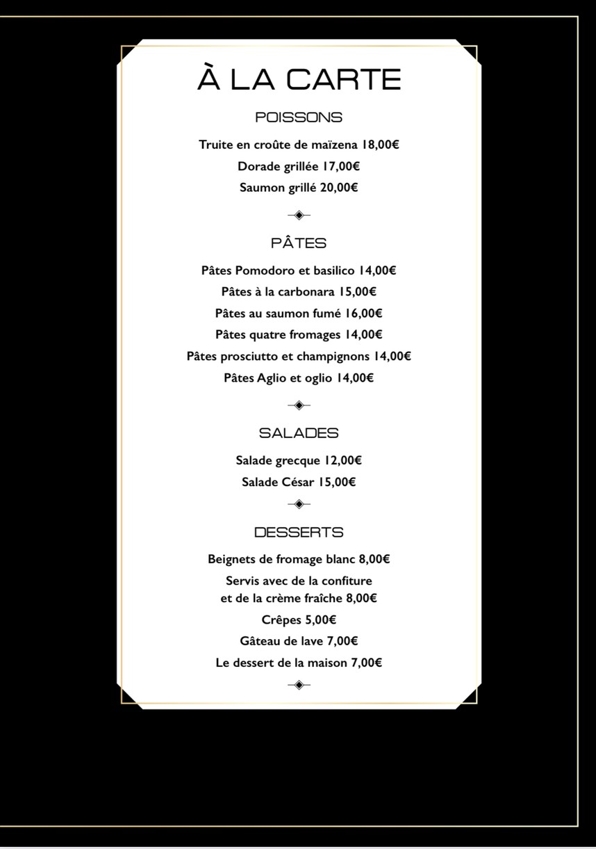 Les Deux Copines menu 2