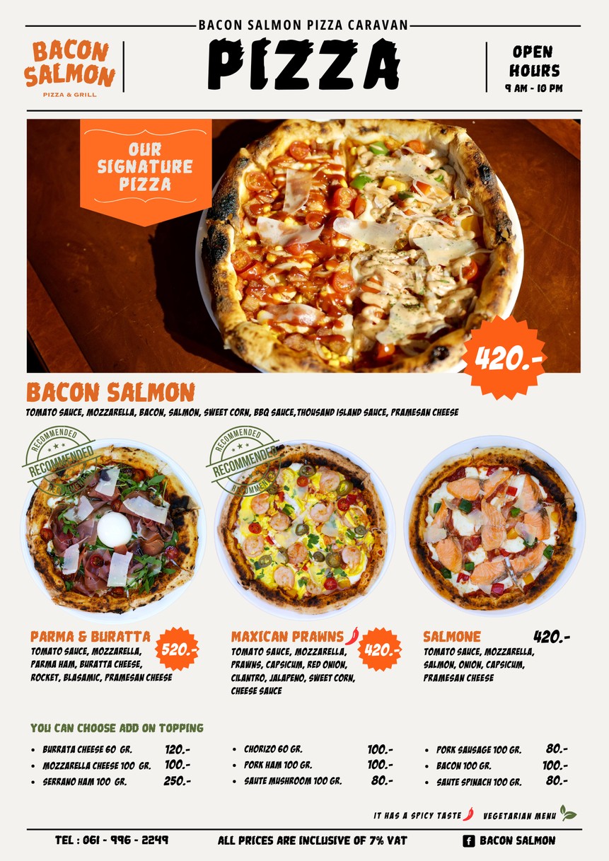 Bacon Salmon - Pizza Caravan menu 3
