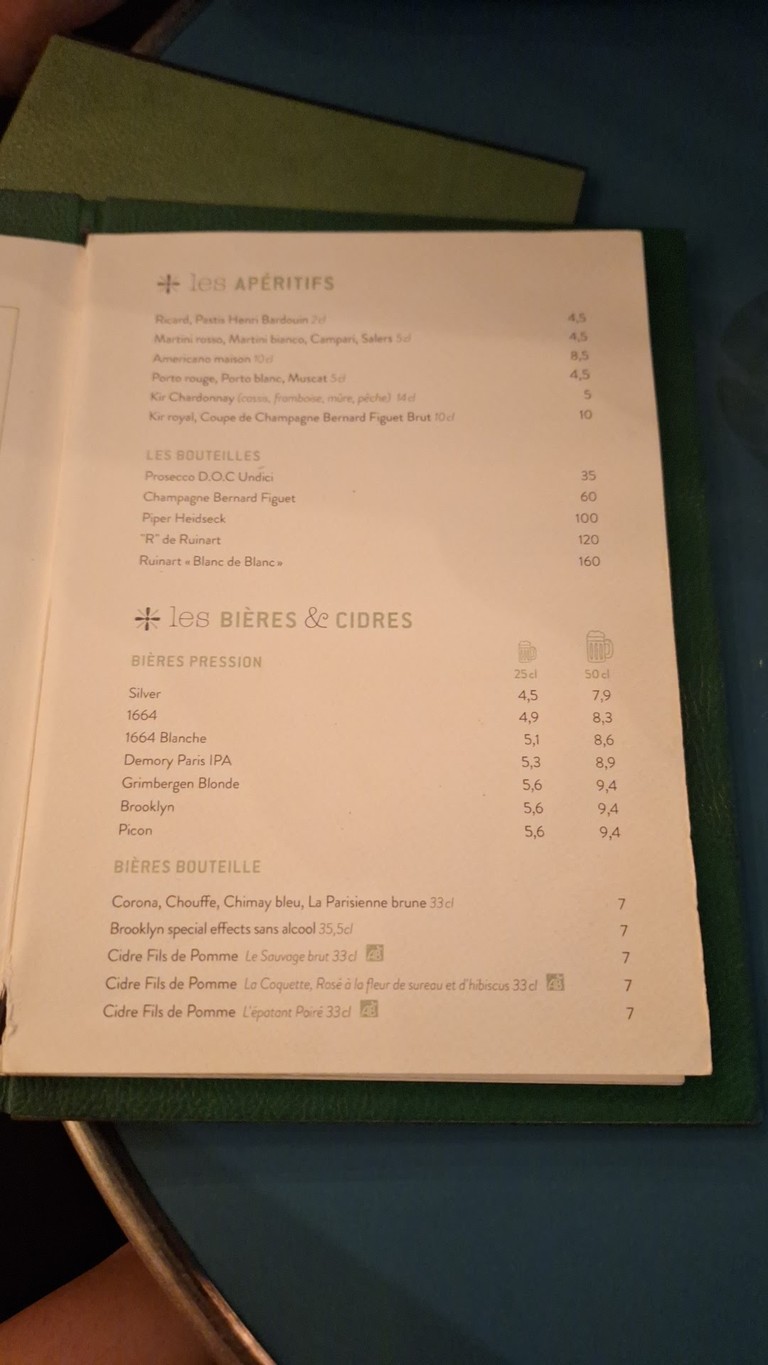 Le Gambetta menu 1