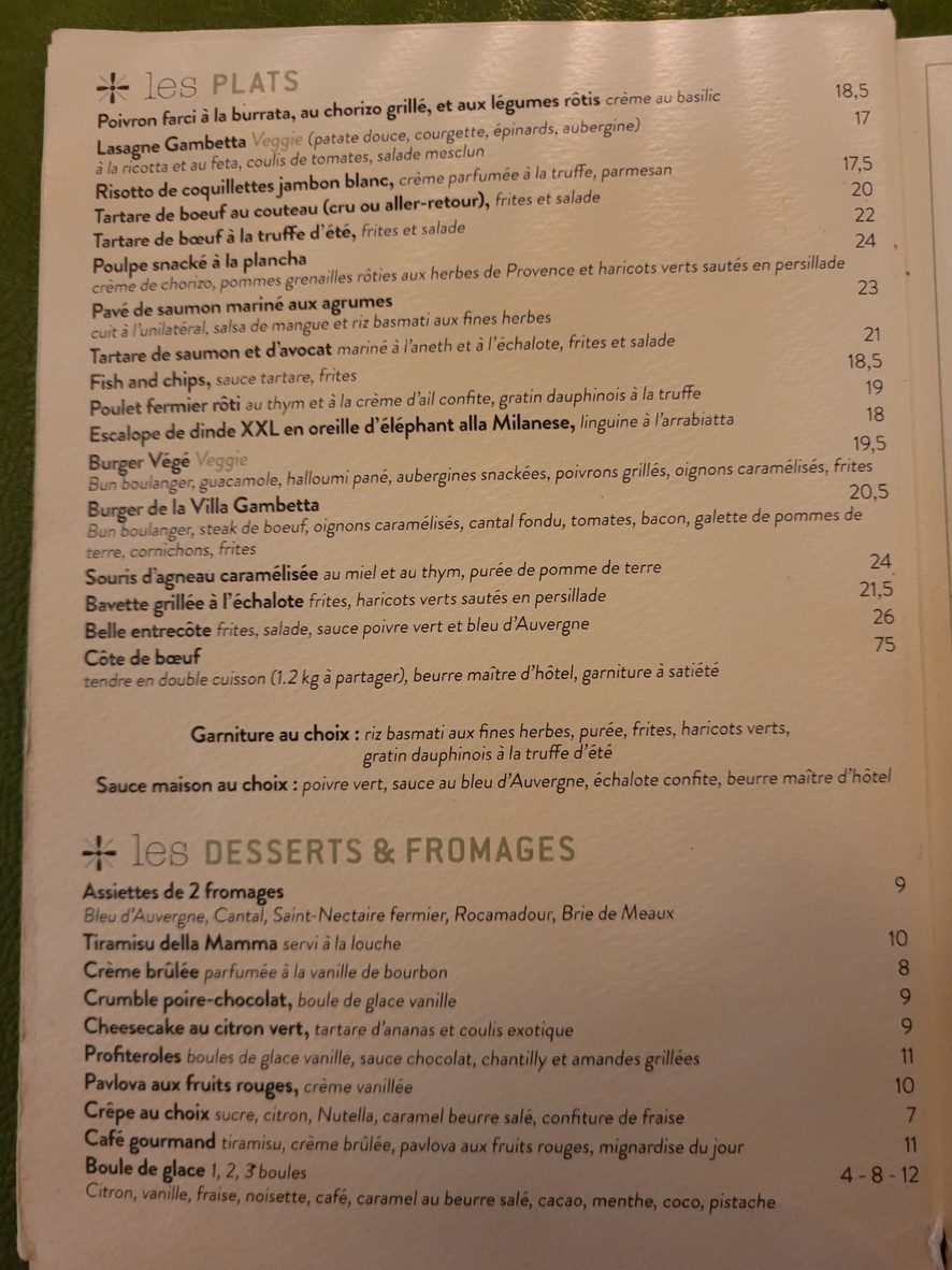 Le Gambetta menu 4